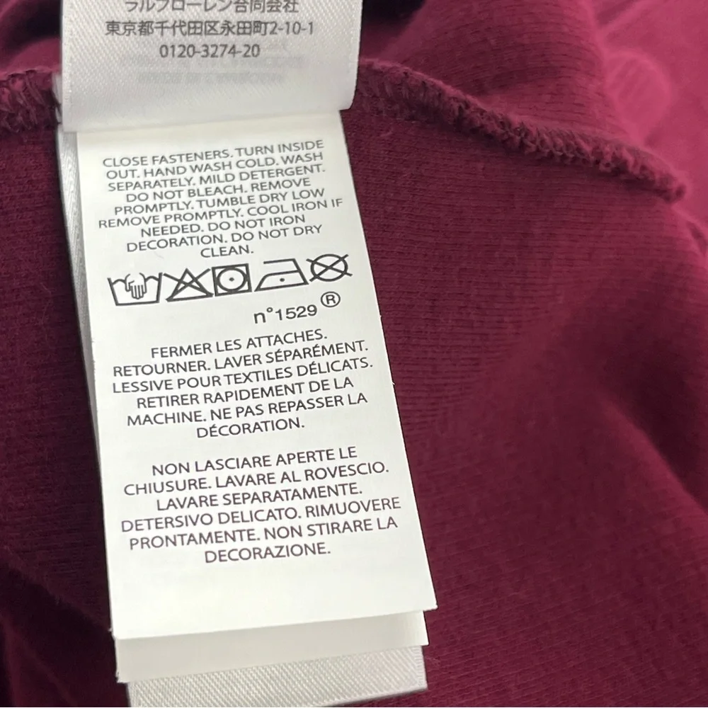 Polo Ralph Lauren Burgundy Maroon Quarter Zip‎ Pullover Mens Size Large Cotton